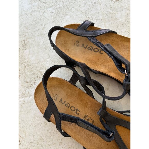Naot Womens Strappy Black Leather Sandals Size 41 EU - Picture 3 of 10